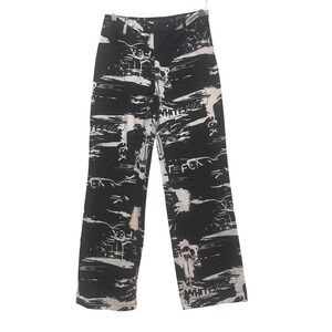 White Fox Boutique Abstract Print Pants Trousers‎ Black White XS